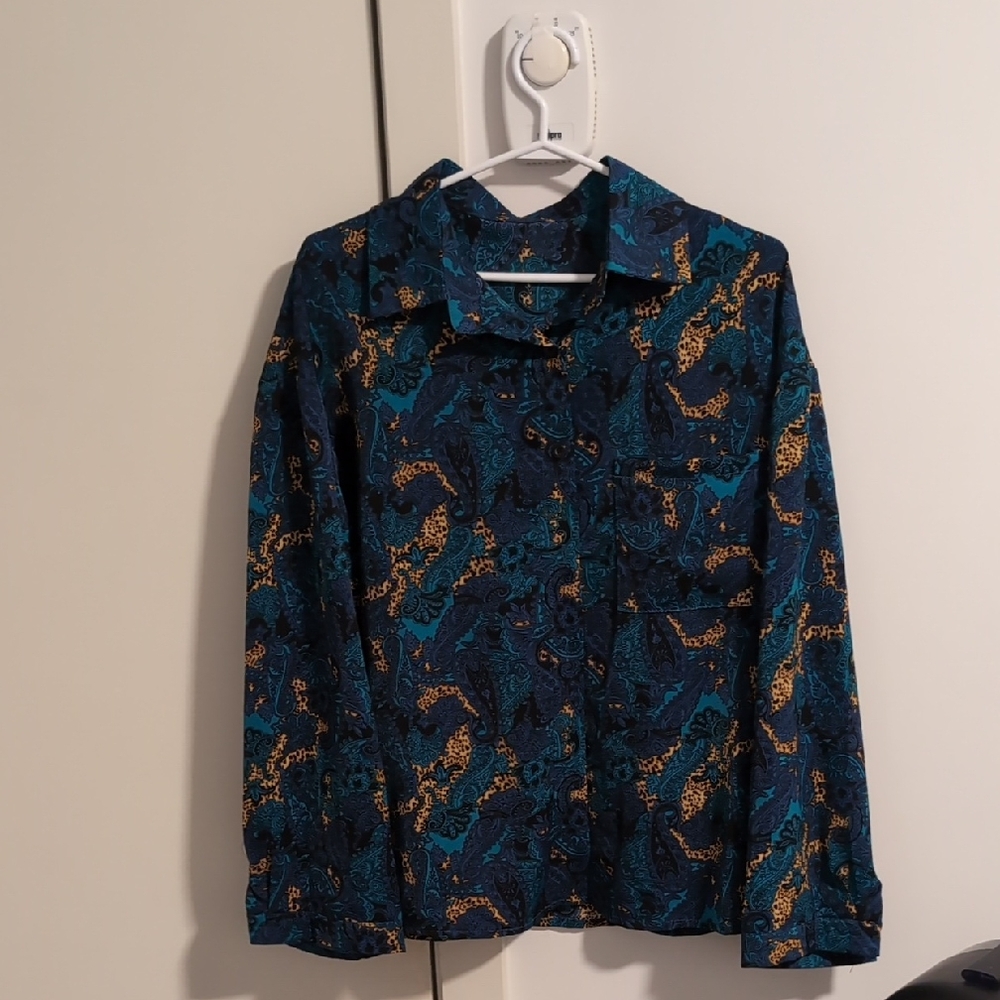 Stylish Teal and Gold Women's Blouse